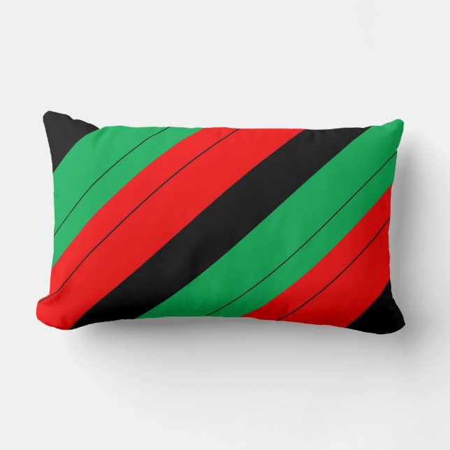 Kwanzaa Färger Red Black Grönt Rand Mönster Lumbarkudde (Framsida)