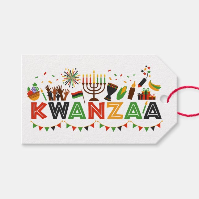 Kwanzaa Gift Märkres Presentetikett (Framsidan (Horisontell))