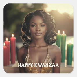 KWANZAA - GLAD KWANZAA - FYRKANTIGT KLISTERMÄRKE