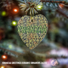 Kwanzaa Hälsning Julgransprydnad Keramik