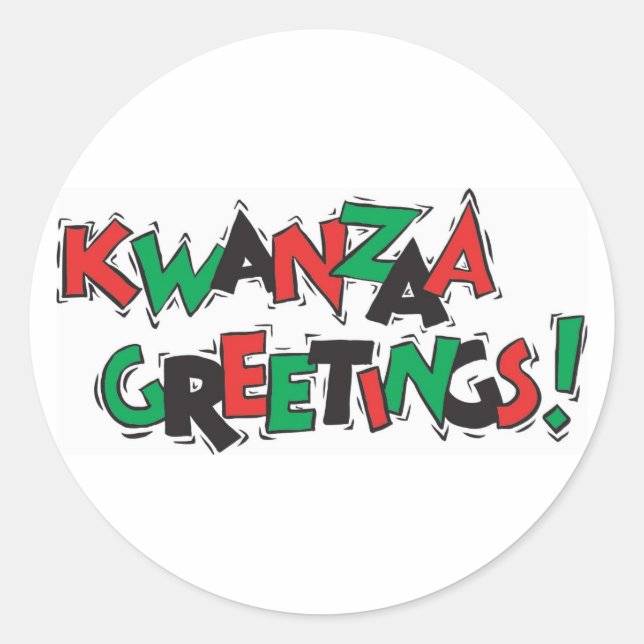 Kwanzaa Hälsning Runt Klistermärke (Framsida)