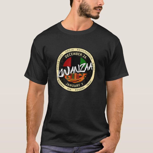 Kwanzaa Holiday Style Kwanzaa  Unisex Adults Black T Shirt (Framsida)