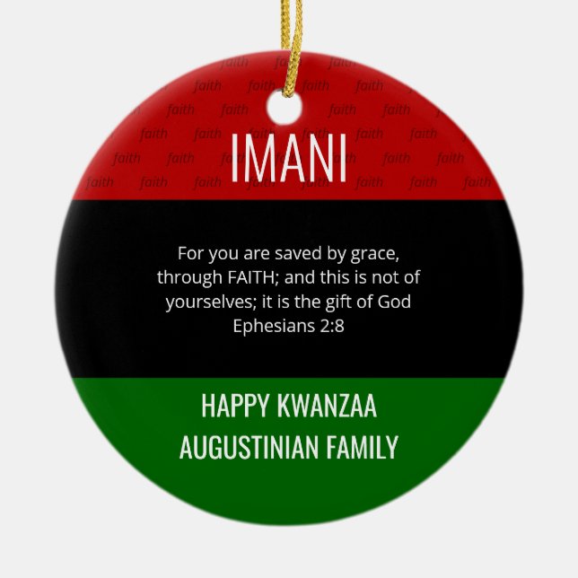 Kwanzaa IMANI Julgransprydnad Keramik (Framsidan)