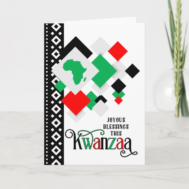 Kwanzaa Joyous Blessings African Continent Helgkort (Framsida)
