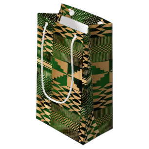 Kwanzaa Kente Print (Grönt/Guld) Small Gift Bag