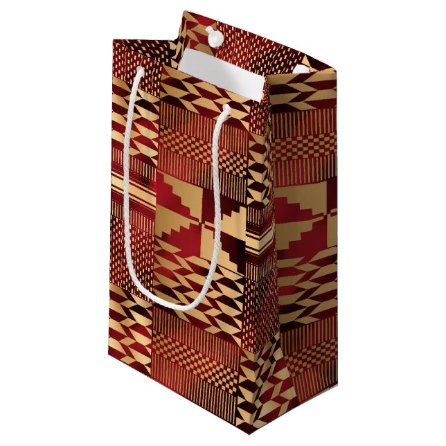 Kwanzaa Kente Print (Red/Guld) Small Gift Bag (Framsidan Vinklad)