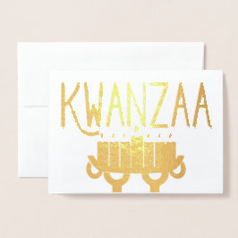Kwanzaa Kinara Candles och First Fruits Message Folierat Kort