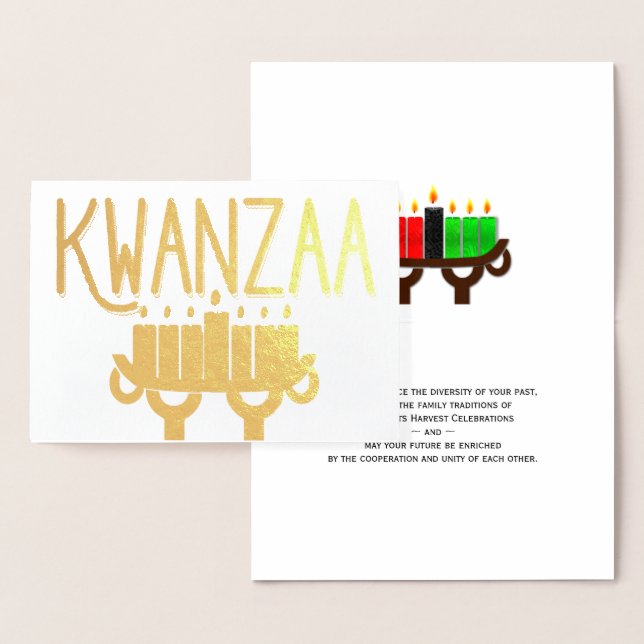 Kwanzaa Kinara Candles och First Fruits Message Folierat Kort (Display)