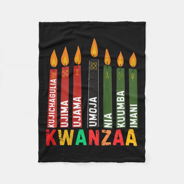 Kwanzaa Kinara Lycklig Kwanz sju principer Fleecefilt (Framsidan)