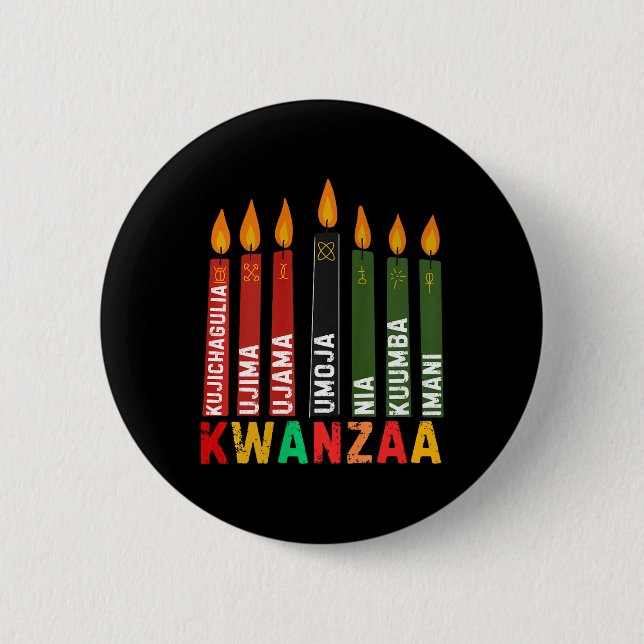 Kwanzaa Kinara Lycklig Kwanz sju principer Knapp (Framsida)