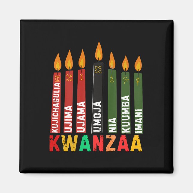 Kwanzaa Kinara Lycklig Kwanz sju principer Magnet (Framsidan)