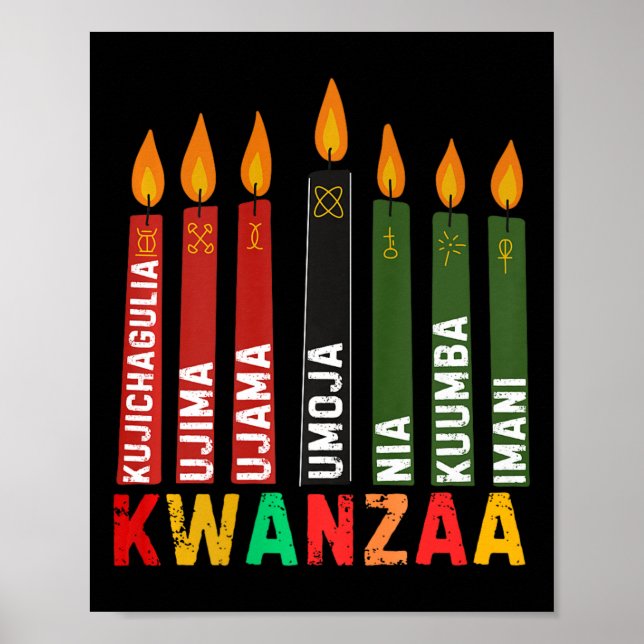 Kwanzaa Kinara Lycklig Kwanz sju principer Poster (Framsidan)
