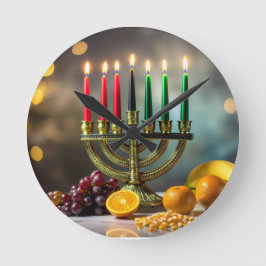 KWANZAA - KINARA -  RUND KLOCKA