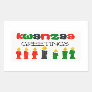 Kwanzaa klistermärkear med stearinljus rektangulärt klistermärke