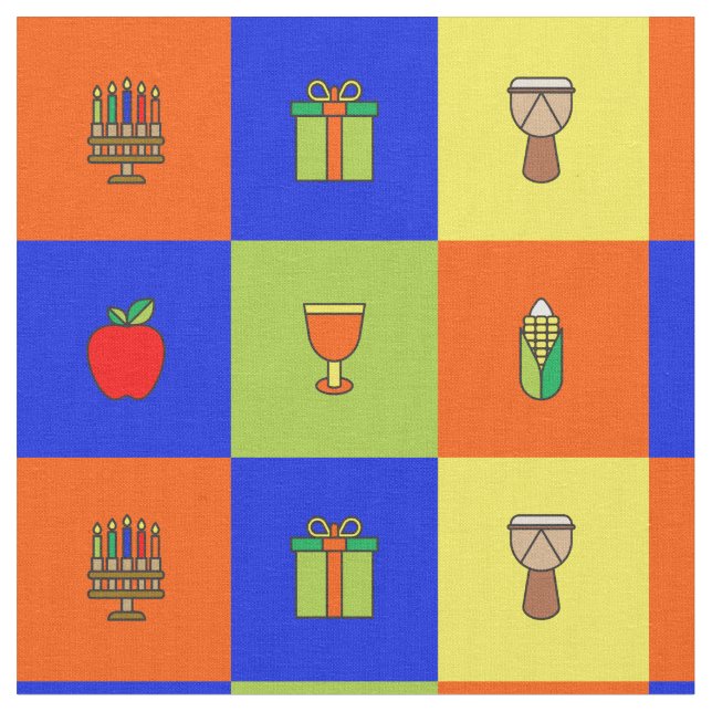 Kwanzaa kolblockvävnad tyg (Närbild)