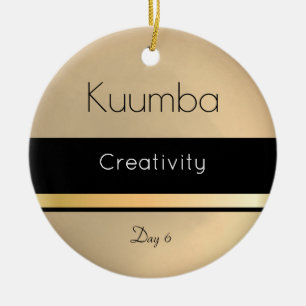 Kwanzaa Kuumba Guld Black Vit Dag 6 Julgransprydnad Keramik