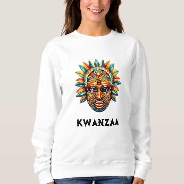 Kwanzaa Kvinnors afrikanska masktröja T Shirt (Framsida)