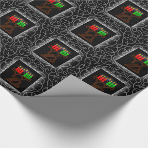 Kwanzaa Lit Kinara Candles med Black och Silver Presentpapper