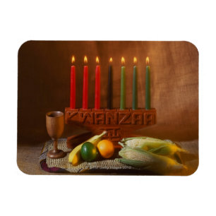 Kwanzaa ljus och mat magnet