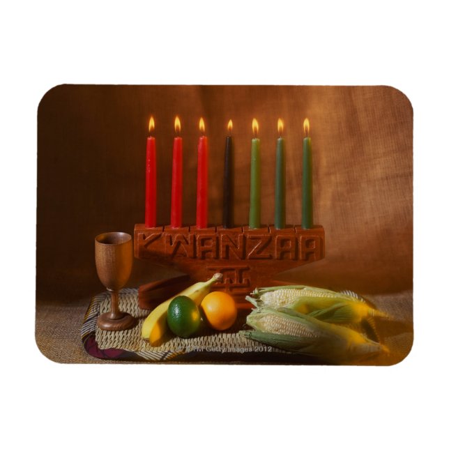 Kwanzaa ljus och mat magnet (Horisontell)