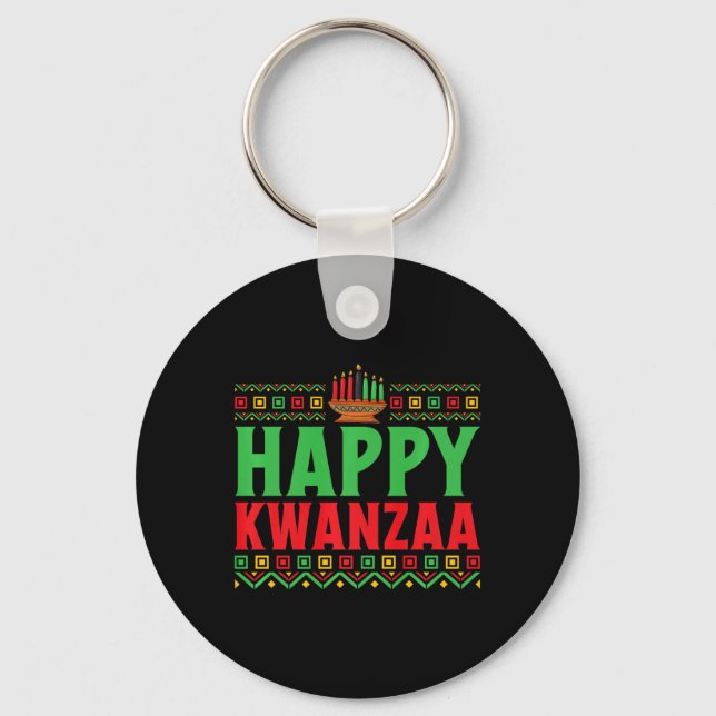 Kwanzaa - Lycklig Kwanzaa Nyckelring (Framsida)