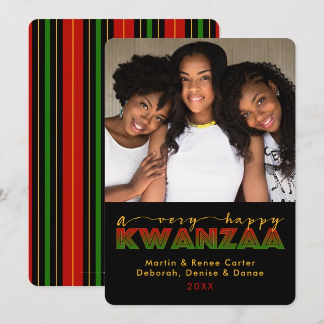 Kwanzaa | Mycket Lycklig Kwanzaa fotokort Inbjudningar (Fram/baksida)