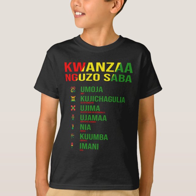 Kwanzaa - Nguzo Saba - de sju principerna T Shirt (Framsida)