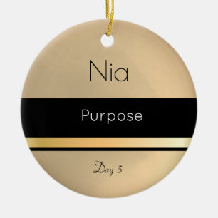 Kwanzaa Nia Guld Black Dag 5 Julgransprydnad Keramik