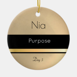 Kwanzaa Nia Guld Svartvit dag 5 Julgransprydnad Keramik