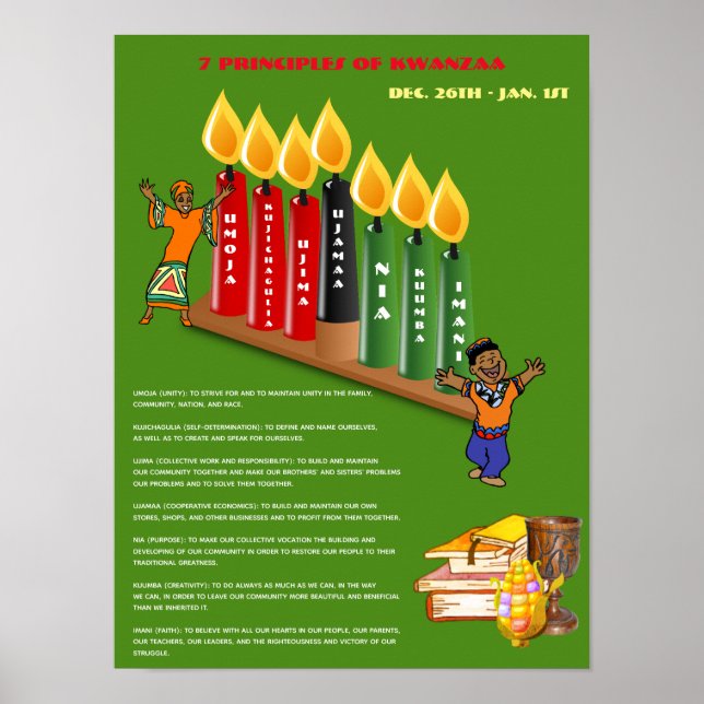 KWANZAA Poster 7 principer, symboler (Framsidan)