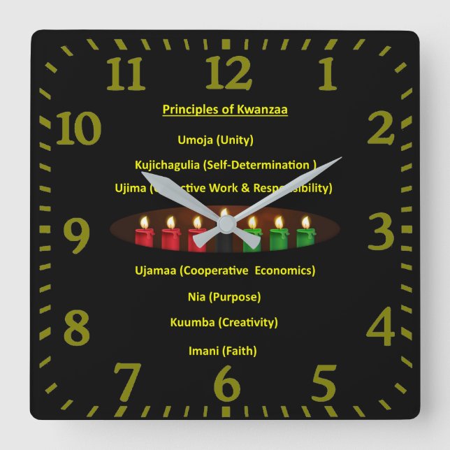 Kwanzaa principer Square Wall Clock Fyrkantig Klocka (Framsida)