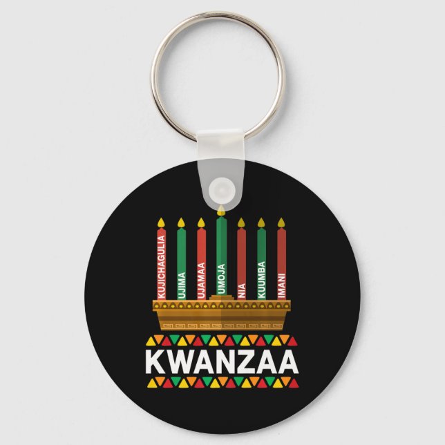 Kwanzaa Principles Kwanzaa Candles Kinara Pan Afri Nyckelring (Framsida)