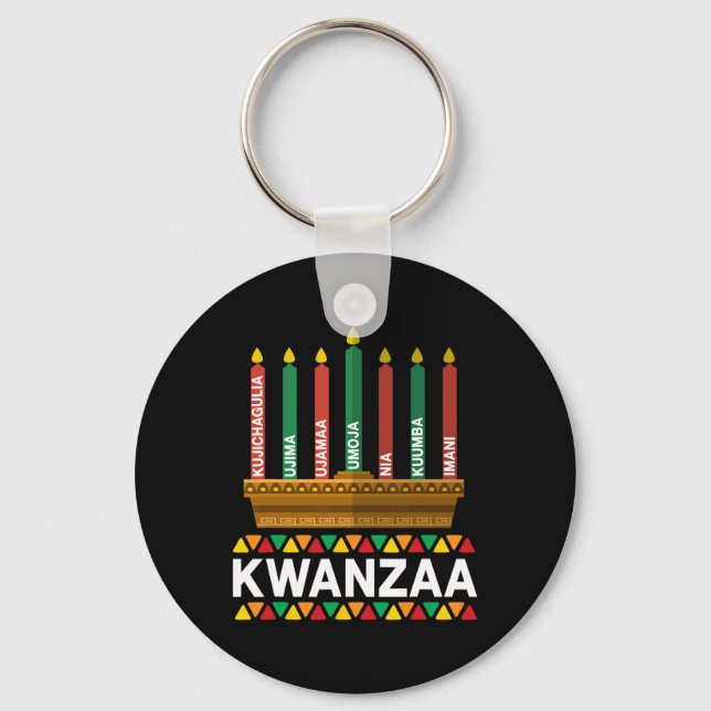 Kwanzaa Principles Kwanzaa Candles Kinara Pan Afri Nyckelring (Framsida)