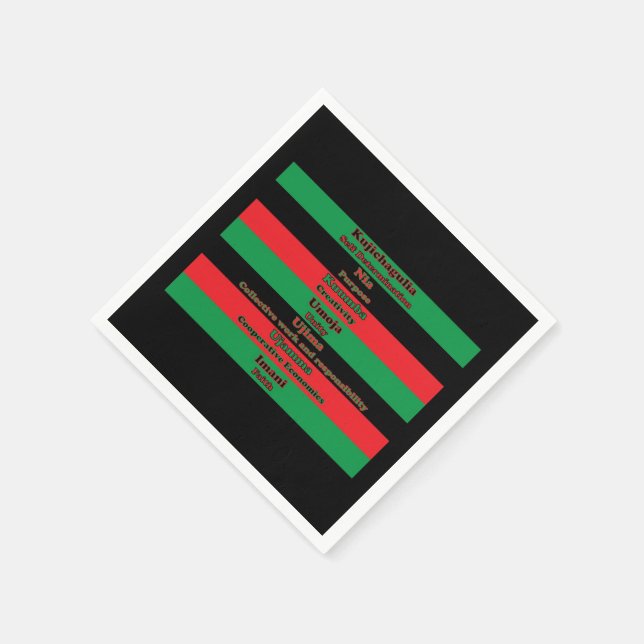 Kwanzaa Principles Red Grönt Black Rand Pappersservett (Hörn)
