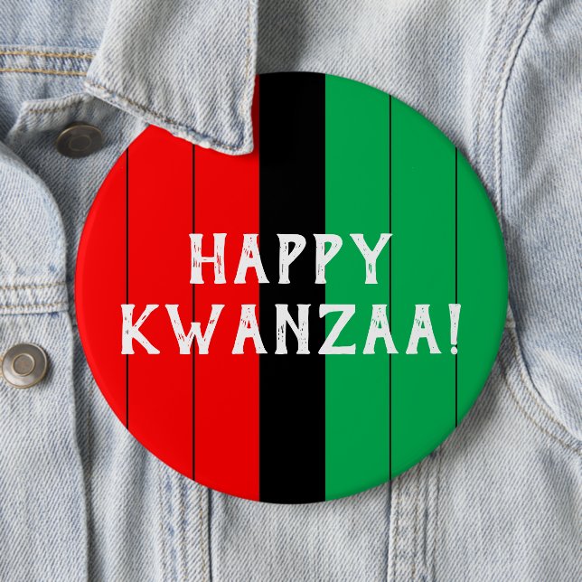 Kwanzaa Red Black Grönt Kinara Stripe Mönster Knapp (In Situ)