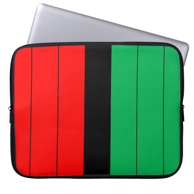 Kwanzaa Red Black Grönt Kinara Stripe Mönster Laptop Fodral (Framsidan)