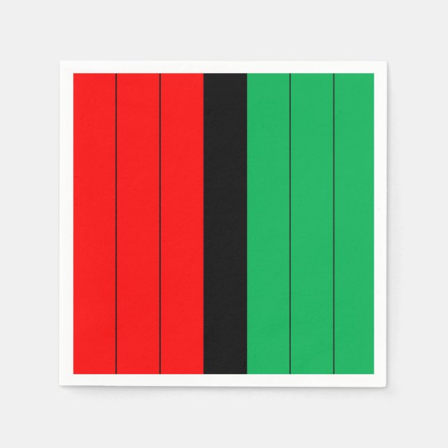Kwanzaa Red Black Grönt Kinara Stripe Mönster Pappersservett (Framsidan)
