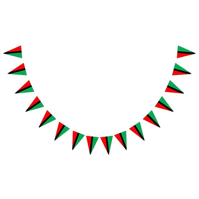 Kwanzaa Red Black Grönt Kinara Stripe Mönster Vimplar (Alla)