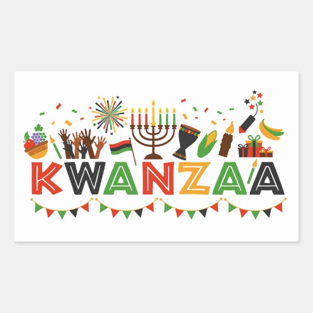 Kwanzaa   rektangulärt klistermärke (Framsida)