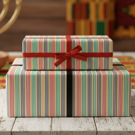 Kwanzaa Röd, Svart, Grön & Guld Randig Presentpapper