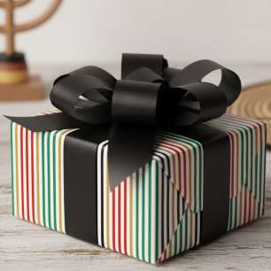Kwanzaa Röd, Svart, Grön & Guld Randig Presentpapper