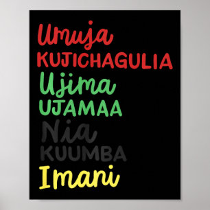 Kwanzaa Sju principer Afrikansk amerikansk Christm Poster
