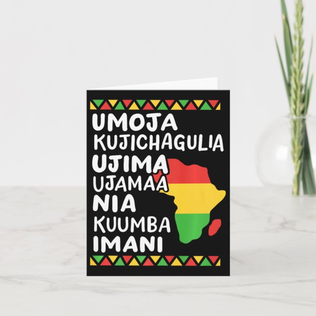 Kwanzaa Sju Principer Afrikansk Karta Svart Stolth Kort (Framsida)