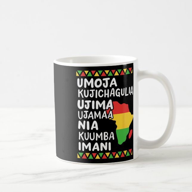 Kwanzaa sju principer Afrikas svarta Pridet Karta  Kaffemugg (Höger)
