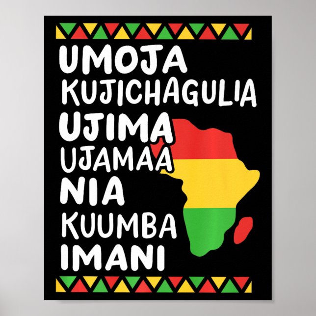 Kwanzaa sju principer Afrikas svarta Pridet Karta  Poster (Framsidan)
