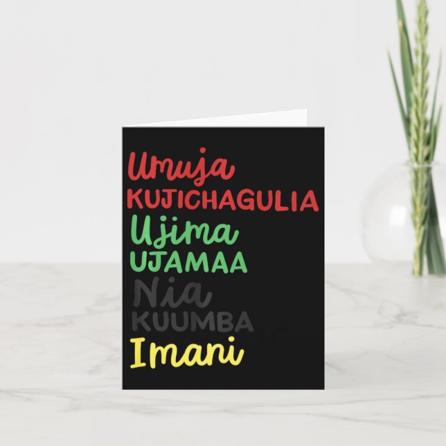 Kwanzaa Sju Principer Afroamerikansk Jul Kort (Framsida)
