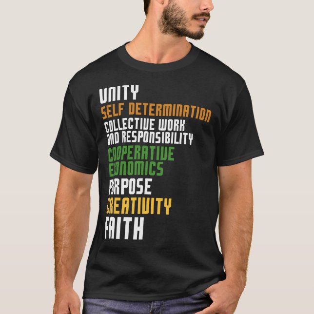 Kwanzaa sju principer Enity Self Determination T Shirt (Framsida)