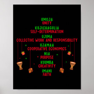 Kwanzaa sju principer Träd Unity Faith Graphic Poster