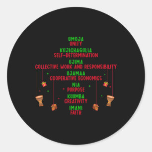 Kwanzaa sju principer Träd Unity Faith Graphic Runt Klistermärke