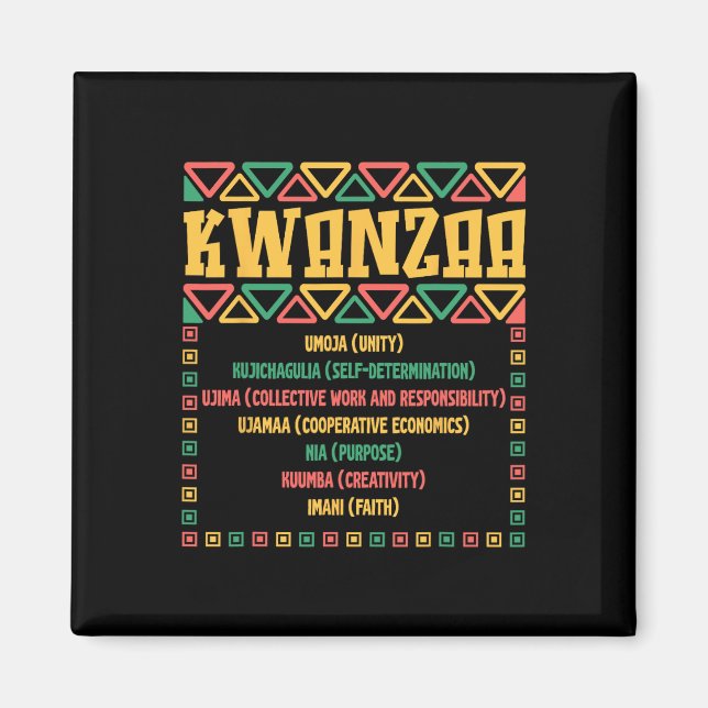 Kwanzaa sju principer Umoja Faith Graphic Magnet (Framsidan)
